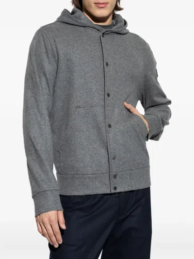 Moncler Cardigan Zippé En Laine Mélangée In Gray