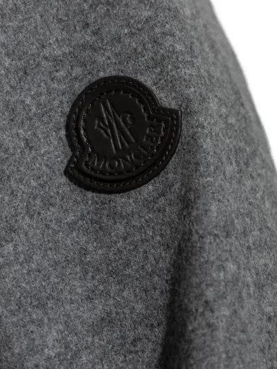 Moncler Cardigan Zippé En Laine Mélangée In Gray