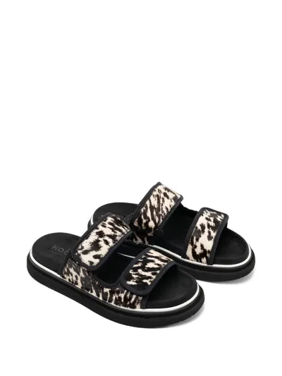Hogan Double-strap Flat Sandals In Black