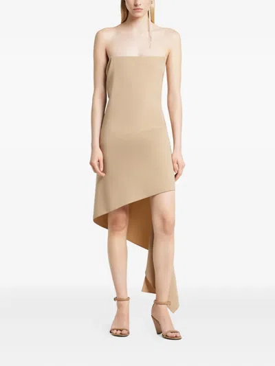 Courrèges Asymmetrical Crepe Dress In Neutral