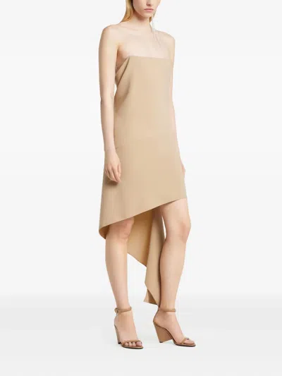 Courrèges Asymmetrical Crepe Dress In Neutral