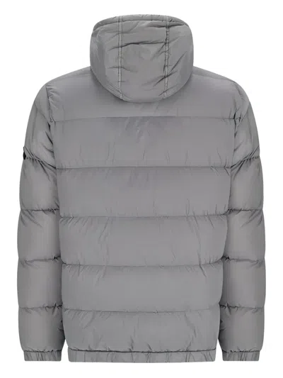 Stone Island 4100040 Seamless Tunnel Nylon Down-tc Hooded Jacket In Gray