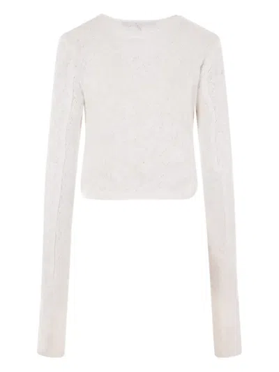 Reward If Found Floral-panel Knit Top In White