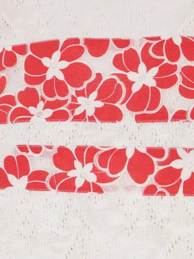 Reward If Found Floral-panel Knit Top In White