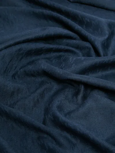 Max Mara Jacquard Knitted Wool And Silk Shawl In Blue