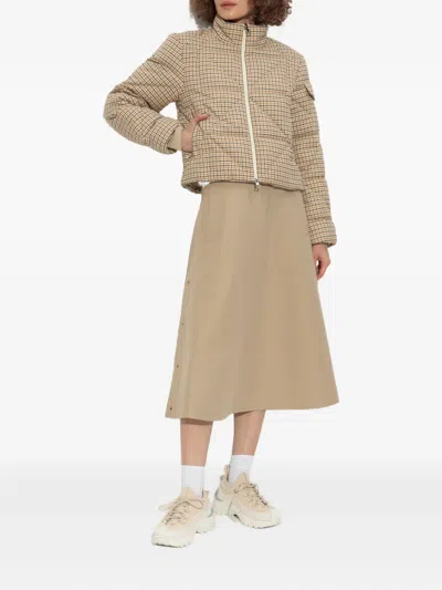 Moncler Keros Wool Blend Check Short Down Jacket In Multi