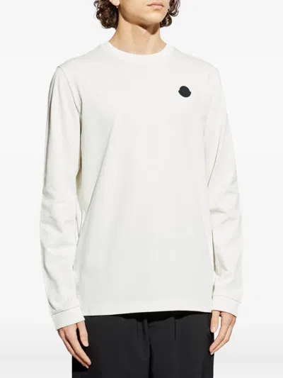 Moncler Graphic Logo Long Sleeve Cotton T-shirt In White