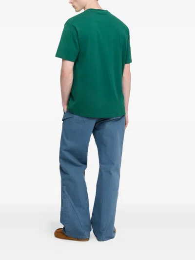 Jw Anderson J. W. Anderson Embroidered Logo T-shirt With Classic Crew Neckline In Green