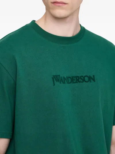 Jw Anderson J. W. Anderson Embroidered Logo T-shirt With Classic Crew Neckline In Green