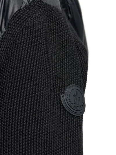 Moncler Sweat Zippé En Coton Matelassé In Black