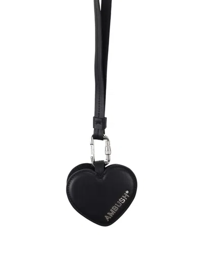 Ambush Heart Leather Airpods Case In Black