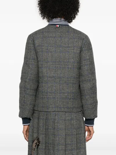 Thom Browne Padded Houndstooth Jacket With Grosgrain Tab In Green