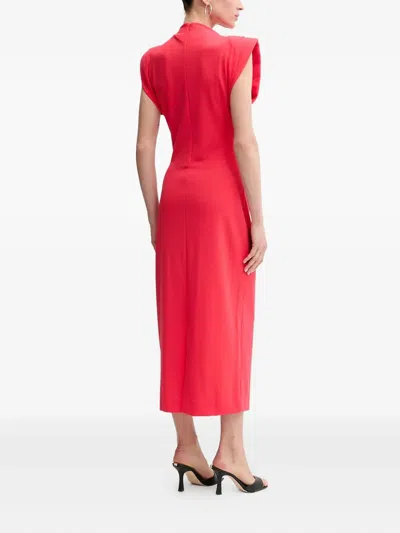 Karl Lagerfeld Padded-shoulder Midi Dress In Pink
