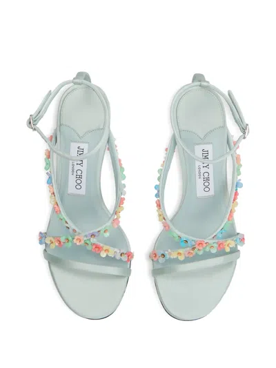 Jimmy Choo Blanche 90 Satin Heeled Sandals In White