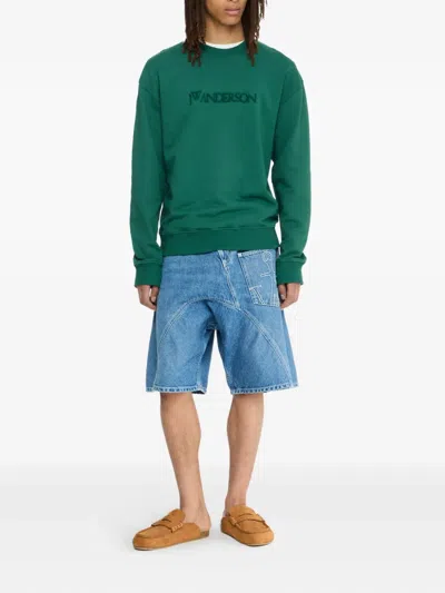 Jw Anderson Crew Neck Long Sleeves Sweatshirt In Green