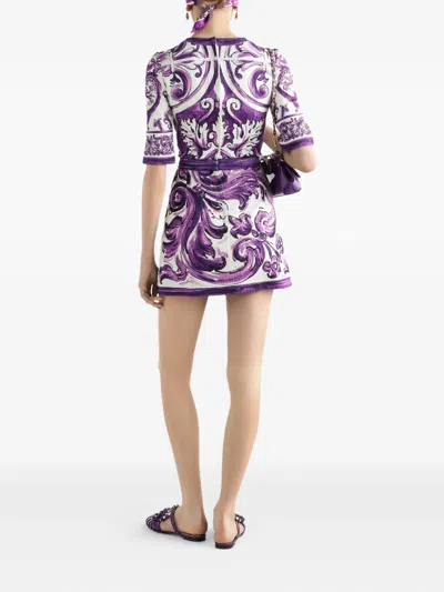 Dolce & Gabbana Majolica Print Mini Dress In Multi