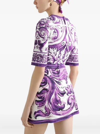 Dolce & Gabbana Majolica Print Mini Dress In Multi