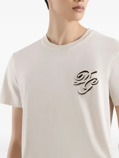Dolce & Gabbana T-shirt Mit Logo-applikation In White