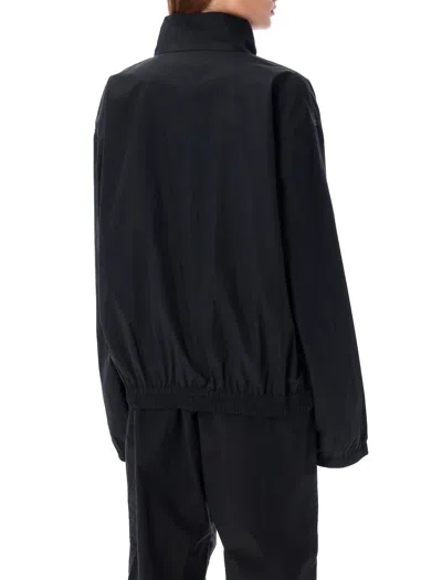 Marine Serre High-collared Black Nylon Track Jacket In Black