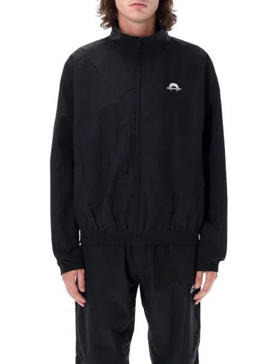 Marine Serre High-collared Black Nylon Track Jacket In Black