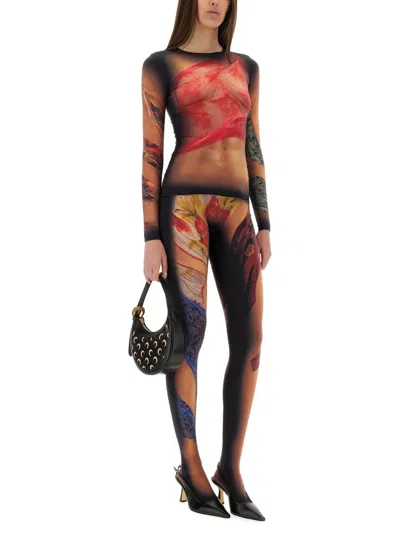 Marine Serre Multicolor Long Dress With All-over Graphic Print