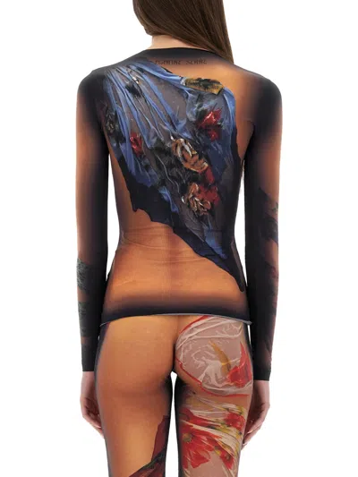 Marine Serre Multicolor Long Dress With All-over Graphic Print