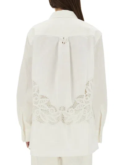 Marine Serre Women Upcycled Linen Shirt In White