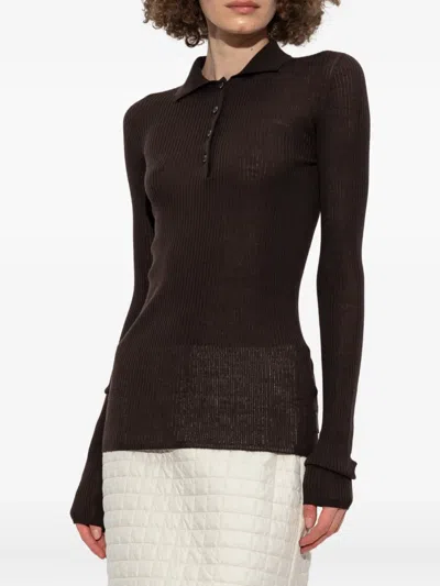 Moncler Ribbed-knit Wool Polo Shirt