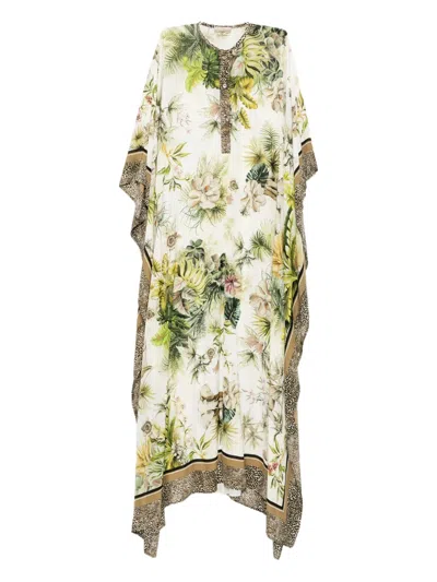 Elie Saab Savannah-print Chiffon Kaftan In Green