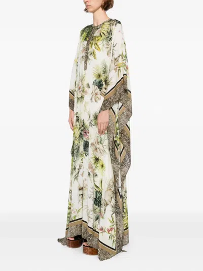 Elie Saab Savannah-print Chiffon Kaftan In Green