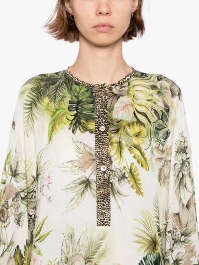 Elie Saab Savannah-print Chiffon Kaftan In Green