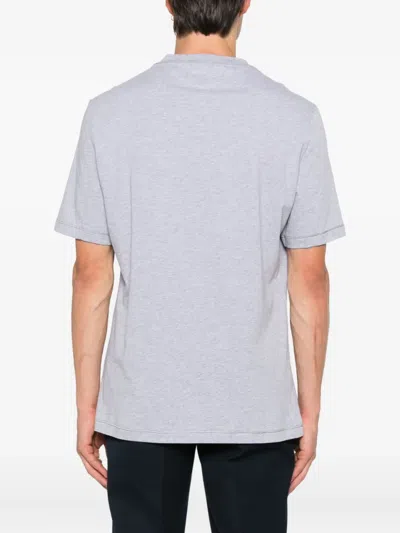 Brunello Cucinelli Embroidered Cotton T-shirt In Gray