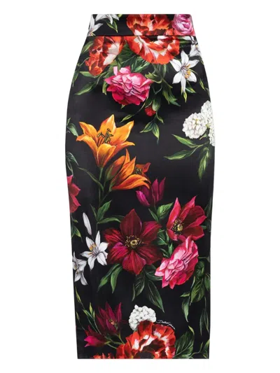 Dolce & Gabbana Floral-print Pencil Skirt In Multi