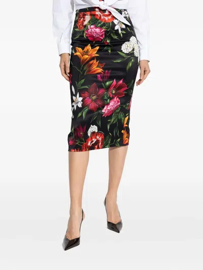 Dolce & Gabbana Floral-print Pencil Skirt In Multi