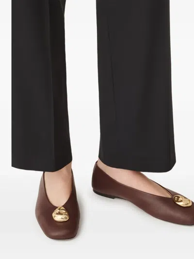 Fabiana Filippi Button-embellished Ballet Flats In Brown