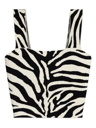 Gestuz Zebra-print Square-neck Top In Black