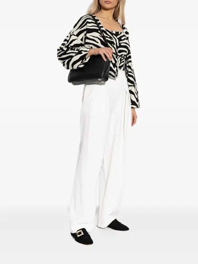 Gestuz Zebra-print Square-neck Top In Black