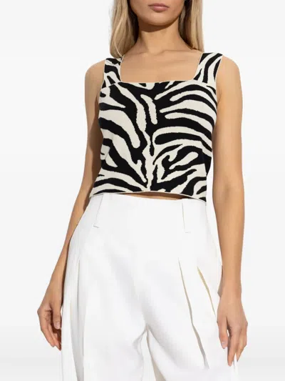 Gestuz Zebra-print Square-neck Top In Black