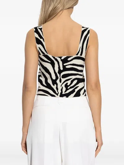 Gestuz Zebra-print Square-neck Top In Black
