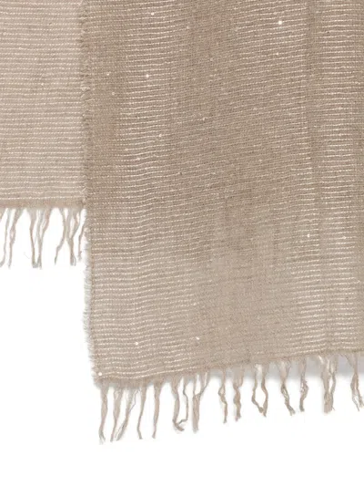 Fabiana Filippi Sequin-embellished Fringed Scarf In Neutral