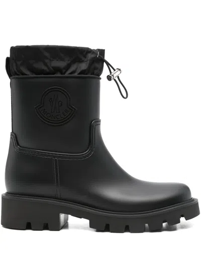 Moncler Kickstream Rubber Wellington Ankle Boots In Black