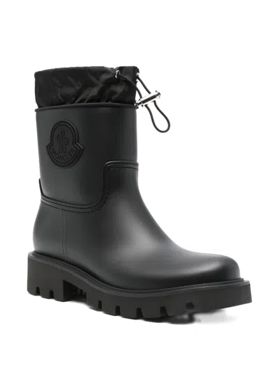 Moncler Kickstream Rubber Wellington Ankle Boots In Black