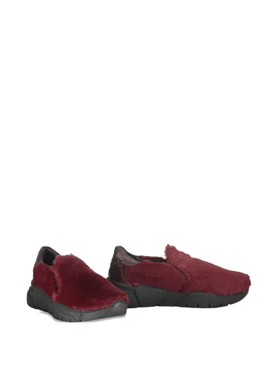 Moschino Faux-fur Slip-on Sneakers In Red