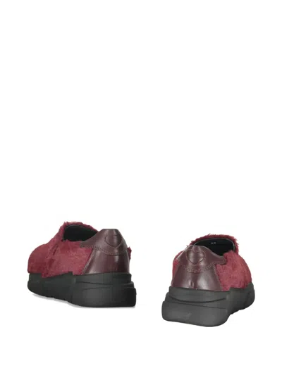 Moschino Faux-fur Slip-on Sneakers In Red
