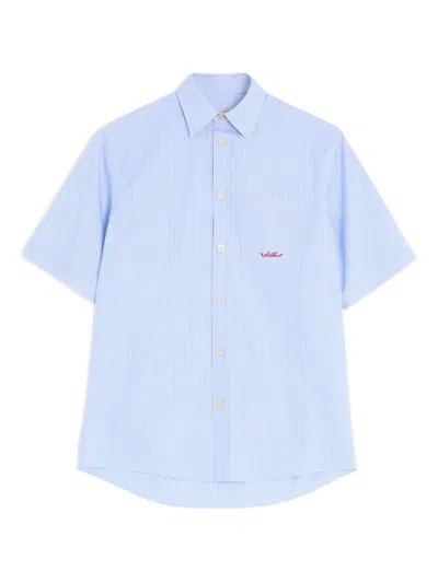 Valentino Embroidered Cotton Shirt In Blue