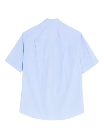 Valentino Embroidered Cotton Shirt In Blue