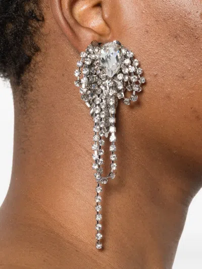 Alessandra Rich Crystal-embellished Fringed Earrings In Metallic