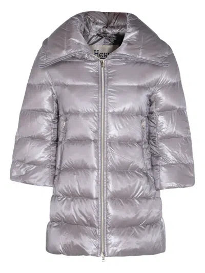 Herno Padded Jackets With High Collar And Side Pockets In Gray
