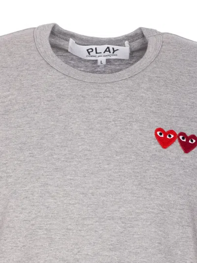 Comme Des Garçons Play Heart Patch Logo Crewneck T-shirt In Gray