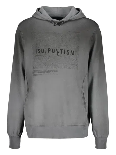 Iso.poetism Drawstring-hood Graphic Hoodie In Gray